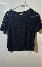Load image into Gallery viewer, Banana Republic Womens Black Lace Round Neck Pullover Blouse Top Size XS
