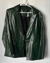 Load image into Gallery viewer, Forever 21 Womens Dark Green Leather Long Sleeve One-Button Blazer Size XS
