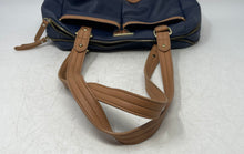 Load image into Gallery viewer, Tyler Rodan Womens Blue Brown Pebbled Leather Double Handle Zip Top Shoulder Bag
