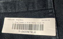 Load image into Gallery viewer, J. Crew Womens Blue Corduroy Flat Front Pockets Straight Leg Cropped Pants Sz 30
