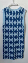 Load image into Gallery viewer, Zara Womens Blue Argyle Print Knit Sleeveless Round Neck Mini Dress Size Large
