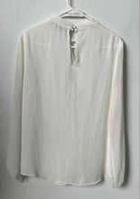 Load image into Gallery viewer, Tahari Womens White Keyhole Neck Long Sleeve Pullover Blouse Top Size Medium
