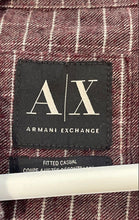 Load image into Gallery viewer, Armani Exchange Mens Purple Check Long Sleeve Fitted Button-Up Shirt Size XS
