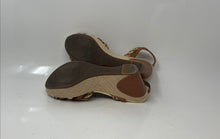 Load image into Gallery viewer, Marc Fisher Womens Obetter Beige Brown Leather Wedge Platform Sandals Size 6
