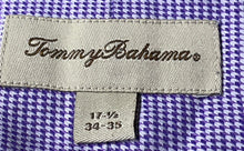 Load image into Gallery viewer, Tommy Bahama Mens Purple White Printed Cotton Long Sleeve Dress Shirt Size 17.5
