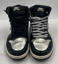Load image into Gallery viewer, Authentic Nike Womens Air Jordan Retro 1 High Black Silver Tone Sneaker Shoes 9
