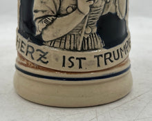 Load image into Gallery viewer, Ceramic Herz Ist Trumpf Lidded Mug Beer Stein 1693 Collectible Germany

