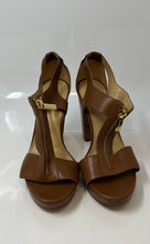 Load image into Gallery viewer, Michael Kors Womens Brown Wood Open Toe High Block Platform Heels Size 9M
