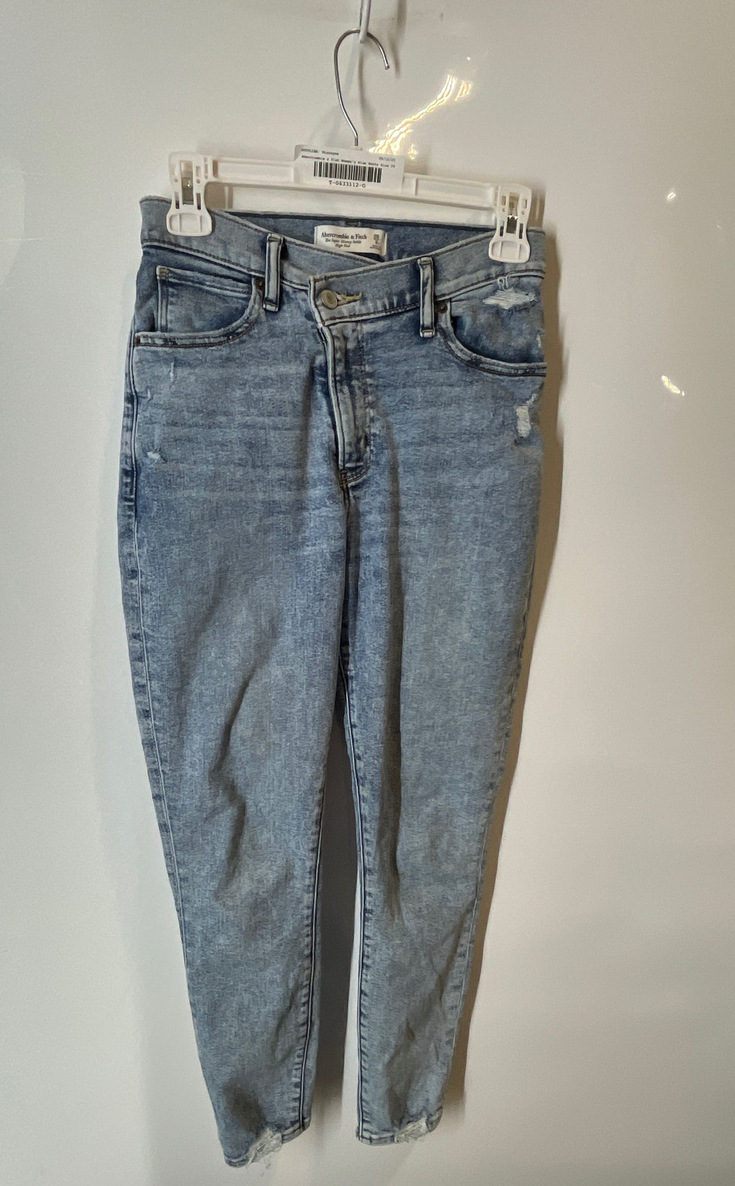 Abercrombie & Fitch Womens Blue Distressed High Rise Ankle Jeans Size 26