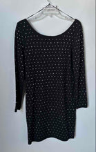 Load image into Gallery viewer, H&amp;M Womens Black Studded Long Sleeve Scoop Neck Sheath Dress Size Medium
