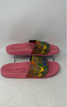 Load image into Gallery viewer, Coach Womens Uli Sport Pink Brown Rainbow Signature Canvas Slide Sandals Size 9
