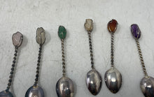 Load image into Gallery viewer, Lot Of 6 Pcs Silver-Tone Polished Stone Twisted Wire Mini Spoons With Box
