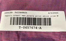 Load image into Gallery viewer, Emporio Armani Mens Purple Printed Long Sleeve Collared Button-Up Shirt Size M

