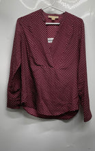 Load image into Gallery viewer, Michael Kors Womens Burgundy White Polka Dot Long Sleeve Blouse Top Size S

