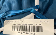 Load image into Gallery viewer, B&amp;A By Betsy &amp; Adam Womens Blue Ruched V-Neck Back Zip Sheath Dress Size 14W
