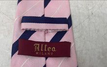 Load image into Gallery viewer, Altea Milano Mens Pink Blue Striped Silk Adjustable Long Formal Designer Tie
