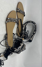 Load image into Gallery viewer, Catherine Malandrino Womens Black White Lace Up Strappy Sandals Size 10
