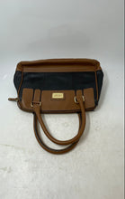 Load image into Gallery viewer, Tignanello Womens Brown Black Pockets Bottom Studs Shoulder Strap Satchel Bag
