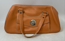 Load image into Gallery viewer, Via Spiga Womens Orange Leather Inner Pocket Double Handle Satchel Handbag
