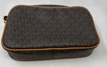 Load image into Gallery viewer, Michael Kors Womens Jet Set Brown Signature Print Leather Zip Top Crossbody Bag
