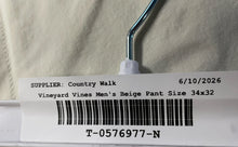 Load image into Gallery viewer, Vineyard Vines Mens Beige Flat Front Pockets Straight Leg Chino Pants Size 34x32
