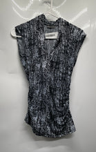 Load image into Gallery viewer, Vince Camuto Womens Black Blue Printed V-Neck Blouse Top Size Small
