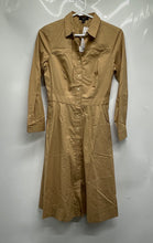 Load image into Gallery viewer, J.Crew Womens Brown Collared Long Sleeve Shirt Dress Sz 0 Missing Belt With Tags
