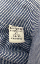 Load image into Gallery viewer, Calvin Klein Mens Blue Printed Collared Long Sleeve Dress Shirt Size 17
