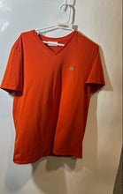 Load image into Gallery viewer, Lacoste Mens Orange Cotton Short Sleeve V-Neck Regular Fit T-Shirt Size L
