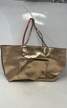 Load image into Gallery viewer, Aldo Womens Gold Metallic Leather Inner Pocket Double Strap Large Tote Handbag

