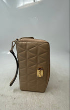 Load image into Gallery viewer, Michael Kors Womens Taupe Leather Quilted Credit Card Slot Zip-Around Wallet
