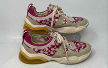 Load image into Gallery viewer, Coach Womens G4972 Beige And Dark Pink Monogram Lace-Up Sneaker Shoes Size 8B

