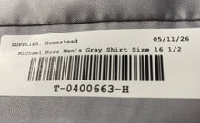 Load image into Gallery viewer, Michael Kors Mens Gray Long Sleeve Slim Fit Non Iron Dress Shirt Size 16 1/2
