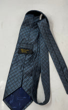 Load image into Gallery viewer, Alezzandra Mens Blue Printed Adjustable Keeper Loop Formal Pointed Tie
