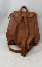 Load image into Gallery viewer, Darcy Marks Womens Brown Floral Embossed Faux Leather Adjustable Strap Backpack
