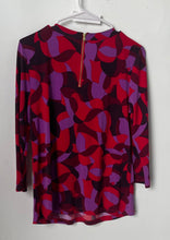 Load image into Gallery viewer, Liz Claiborne Womens Red Purple Geometric 3/4 Sleeve Crew Neck Blouse Top Size S
