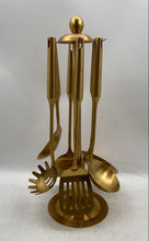 Load image into Gallery viewer, SUS Gold-Tone Kitchen Cooking Utensils Set With Rotating Stand 7-Pieces
