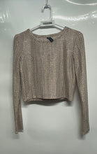 Load image into Gallery viewer, Zara Womens Beige Long Sleeve Crew Neck Pullover Cropped Blouse Top Size Small
