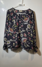 Load image into Gallery viewer, Loft Womens Multicolor Floral Print Long Sleeve V-Neck Tunic Blouse Top Size XS
