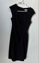 Load image into Gallery viewer, Calvin Klein Womens Black Cap Sleeve Ruched Sunburst Sheath Dress Size 2
