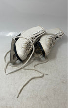 Load image into Gallery viewer, Unisex Kids White Leather Boots High Top Lace-Up Figure Ice Skates Size 13
