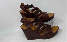 Load image into Gallery viewer, Born Womens Brown Leather Adjustable Strap Wedge Heel Strappy Sandals Size 9
