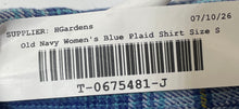 Load image into Gallery viewer, Old Navy Womens Blue Plaid Regular Fit The Boyfriend Button-Up Shirt Size S
