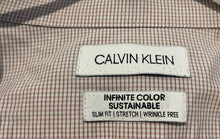 Load image into Gallery viewer, Calvin Klein Mens Pink Printed Slim Fit Stretch Wrinkle Free Dress Shirt Size XL
