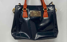 Load image into Gallery viewer, Salad Womens Dark Blue Brown Patent Leather Detachable Strap Satchel Handbag
