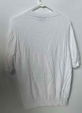 Load image into Gallery viewer, Ann Taylor Womens White Eyelet Front Panel Short Sleeve Pullover Sweater Size L
