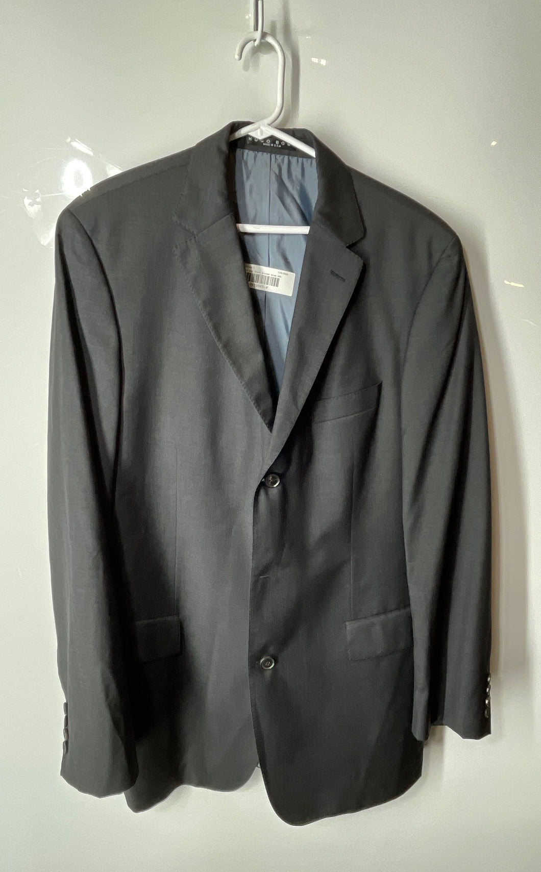 Hugo Boss Mens Black Single-Breasted Notch Lapel Three-Button Blazer Size 44L
