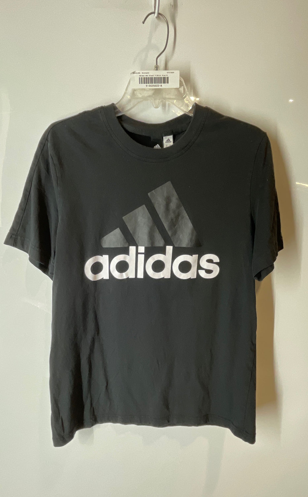Adidas Mens Black Graphic Print Short Sleeve Crew Neck Pullover T-Shirt Size M