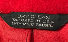 Load image into Gallery viewer, I. Baker Womens Red Wool Notch Lapel Long Sleeve Double Breasted Overcoat No Sz
