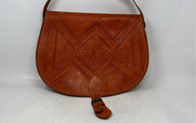 Load image into Gallery viewer, Unbranded Womens Dark Orange Engraved Leather Adjustable Strap Crossbody Bag
